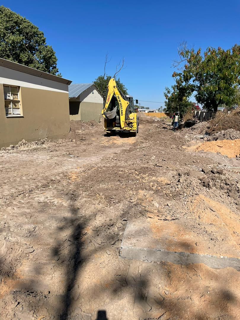 Sewer line installation at Tsandi Secondary School